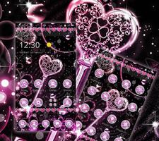 Pink Black Diamond Glitter Hearts Theme capture d'écran 2