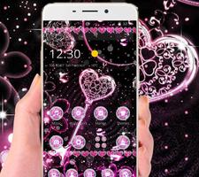 Tema Pink Black Diamond Glitter Hearts screenshot 3