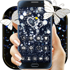 Black Glitter Diamond Butterfly Theme icône