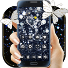 Black Glitter Diamond Butterfly Theme ícone