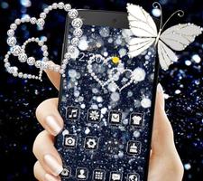 Black Glitter Diamond Butterfly Theme 스크린샷 1