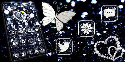 Black Glitter Diamond Butterfly Theme 스크린샷 3