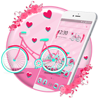 Cute Pink Bicycle Theme & Live Wallpaper icône