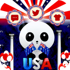 American Flag Cute Panda Theme icône
