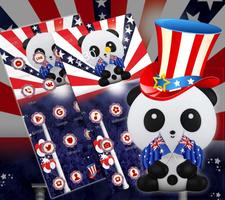 American Flag Cute Panda Theme Affiche