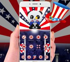 American Flag Cute Panda Theme syot layar 1