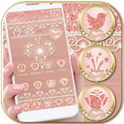 Rose Gold Launcher Diamond Heart Theme ícone