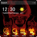 Three evil smile skulls burned in the flame theme APK