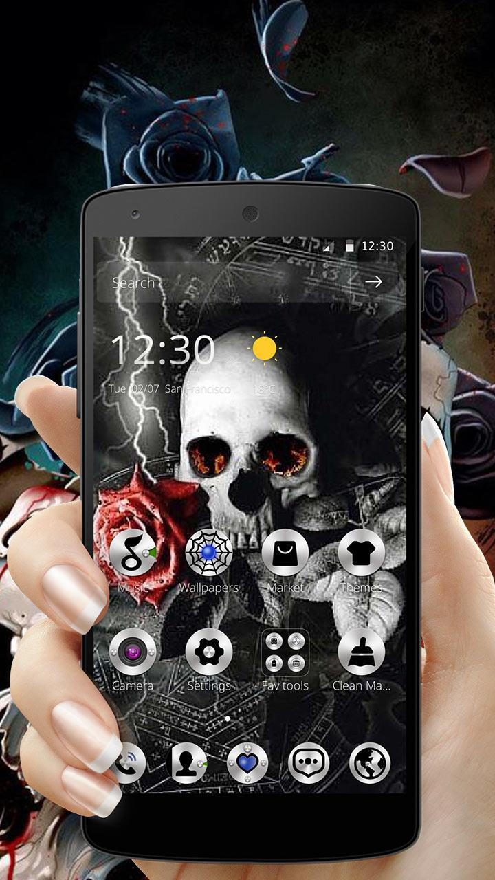 Gothic Skull Rose Theme For Android Apk Download - neon skeleton hand red roblox