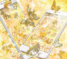 Golden Diamond Butterfly Luxury Theme پوسٹر