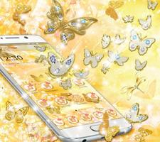 Golden Diamond Butterfly Luxury Theme imagem de tela 1