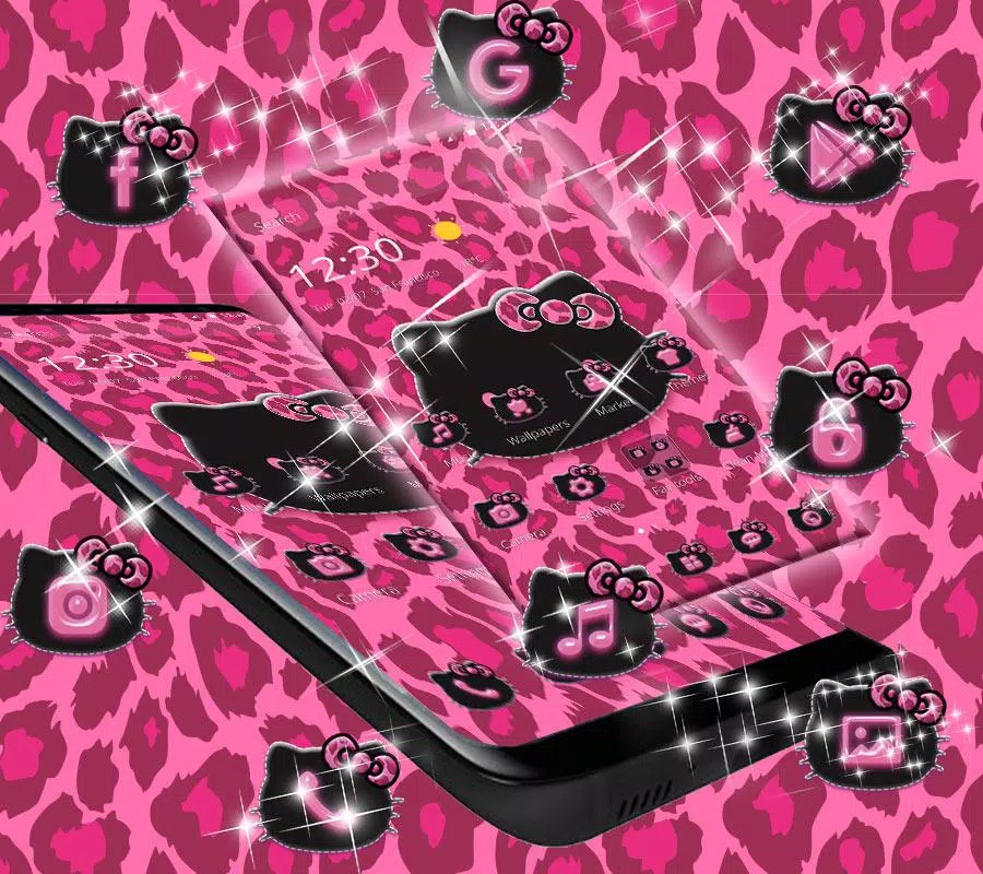 Android 用の キティのキュートなピンクのヒョウ子猫のテーマ ピンクのヒョウの輝き壁紙 Apk をダウンロード