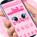 Pink cute kawai kitty emoji theme 3d APK
