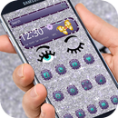 Silver Diamond Eyelash Emoji Theme 3d APK