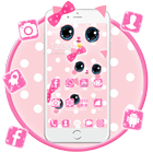 Cute Kawaii Pink Bow Cat Theme ikon