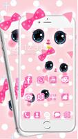 Cute Kawaii Pink Bow Cat Theme-poster
