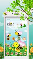 Cute Yellow Honeybee 2d theme (free) الملصق