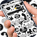 Blanco y negro lindo tema de la pintada del ratón APK