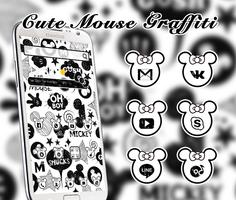 پوستر Cute Mouse Black & White Graffiti Theme 3d