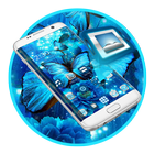 Blue Neon Butterfly Theme icône
