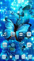 Blue Neon Butterfly Theme Cartaz