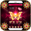 Golden Butterfly Dark Pink Gemstone Theme