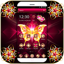Golden Butterfly Dark Pink Gemstone Theme APK