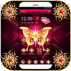 Golden Butterfly Dark Pink Gemstone Theme icône