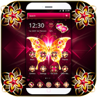 Golden Butterfly Dark Pink Gemstone Theme アイコン