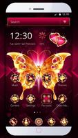 Golden Butterfly Dark Pink Gemstone Theme постер