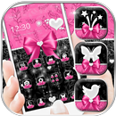 Pink Bow Glitter Feather Launcher Theme APK