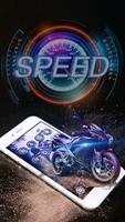 Blue Moto Fast Speed Theme Affiche