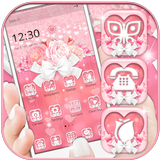 Charming Pink Roses Bow Launcher Theme icône