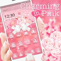 Charming Pink Roses Bow Launcher Theme capture d'écran 2