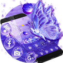 Purple Crystal Water Drop Butterfly Theme APK