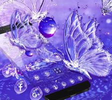 Purple Crystal Water Drop Butterfly Theme Plakat