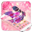 Spring Pink Rose Flower Butterfly Theme