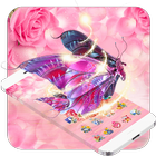 Spring Pink Rose Flower Butterfly Theme आइकन