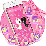 Pink Lovely Kitty Cat Theme icône