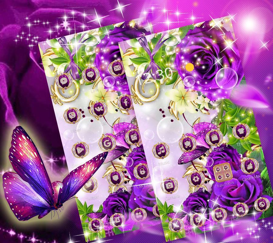 紫色花蝴蝶鑽石主題浪漫紫玫瑰蝴蝶壁紙安卓下载 安卓版apk 免费下载