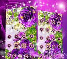 紫色花蝴蝶鑽石主題浪漫紫玫瑰蝴蝶壁紙 截圖 2