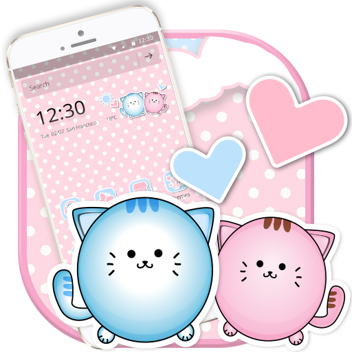 Cute Kitty Pink Cat Launcher Theme