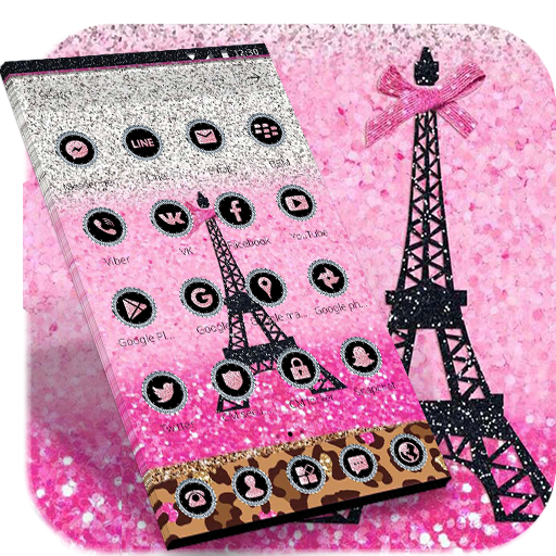 Pink Glitter Paris Eiffel Theme