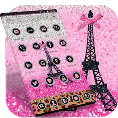 Скачать Pink Glitter Paris Eiffel Theme APK