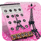 Pink Glitter Paris Eiffel Theme simgesi