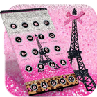 Pink Glitter Paris Eiffel Theme ikona
