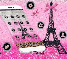 Pink Glitter Paris Eiffel Theme capture d'écran 1