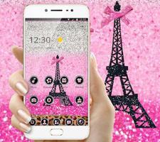 Pink Glitter Paris Eiffel Theme Ekran Görüntüsü 2