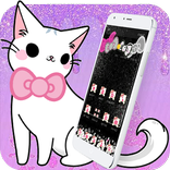Lovely Kitty Black Glitter Bow Theme
