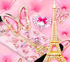 Pink Butterfly Eiffel Kitty Theme 截图 2